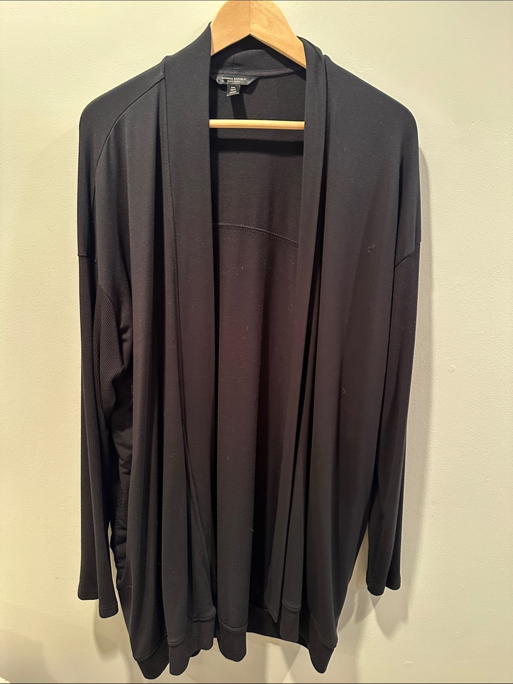 Banana Republic Black Open-Front Draped “Baby Terry” Jacket